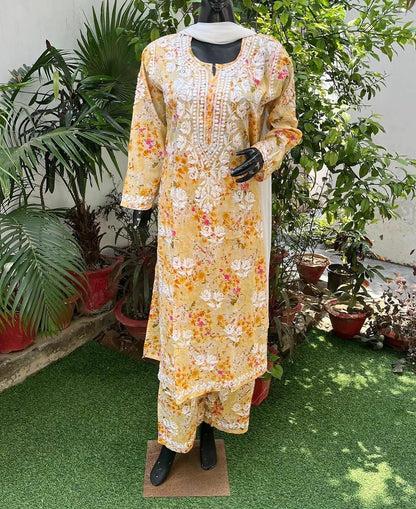 "ROSE" Mul Chikankari Kurta and Plazo