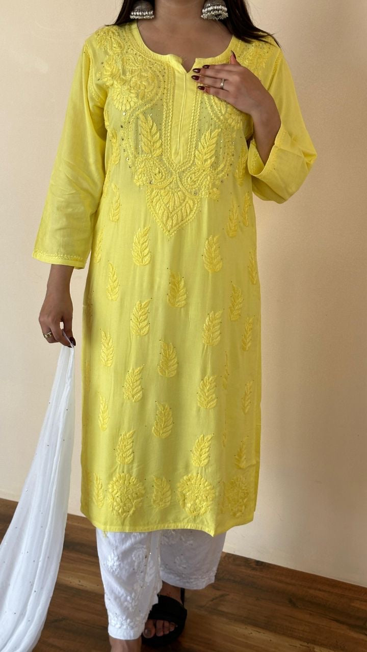 “RUBI” Chikankari Kurta With Mukaish Work