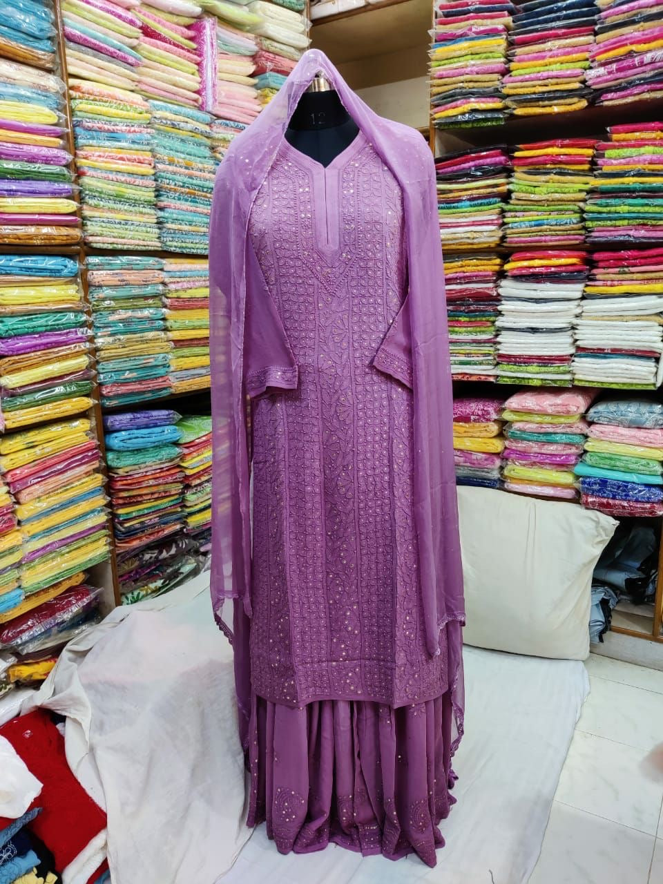 “SABINA” Mukaish Work Chikankari Kurta- with matching inner slip