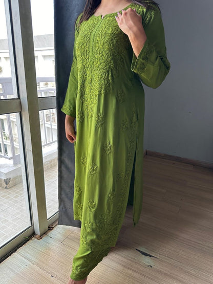 “ALIZEH” Modal Chikankari Kurta & Plazo Set