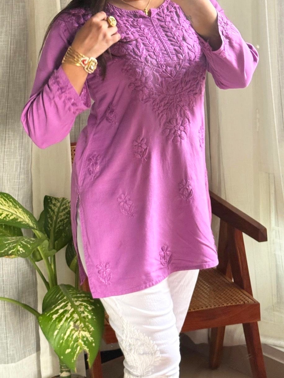 “MONA” Rayon Chikankari Short Kurti