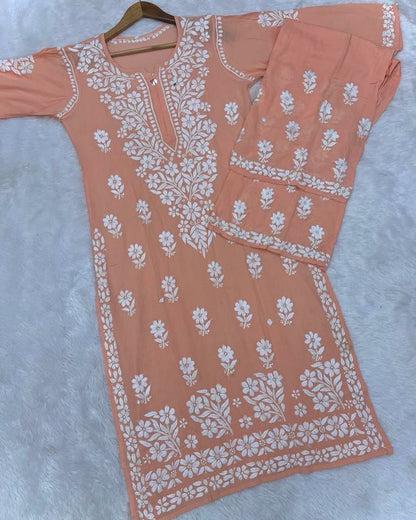 “SNEHA” Modal Chikankari Kurta & Plazo