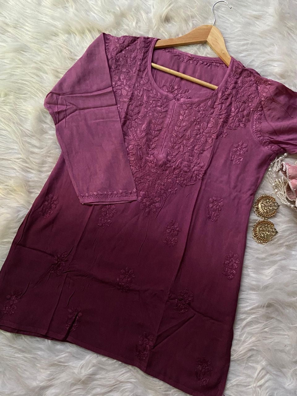 “NEHA” Ombré Chikankari Short Kurta