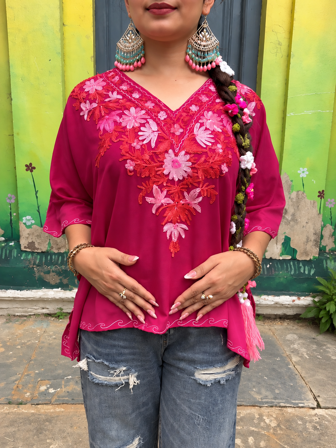 "AYMIN" Short Kashmiri Kaftan