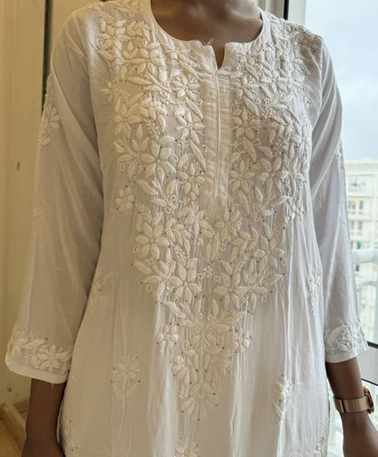 “AREEBA” Modal Chikankari Kurta With Mukaish Work