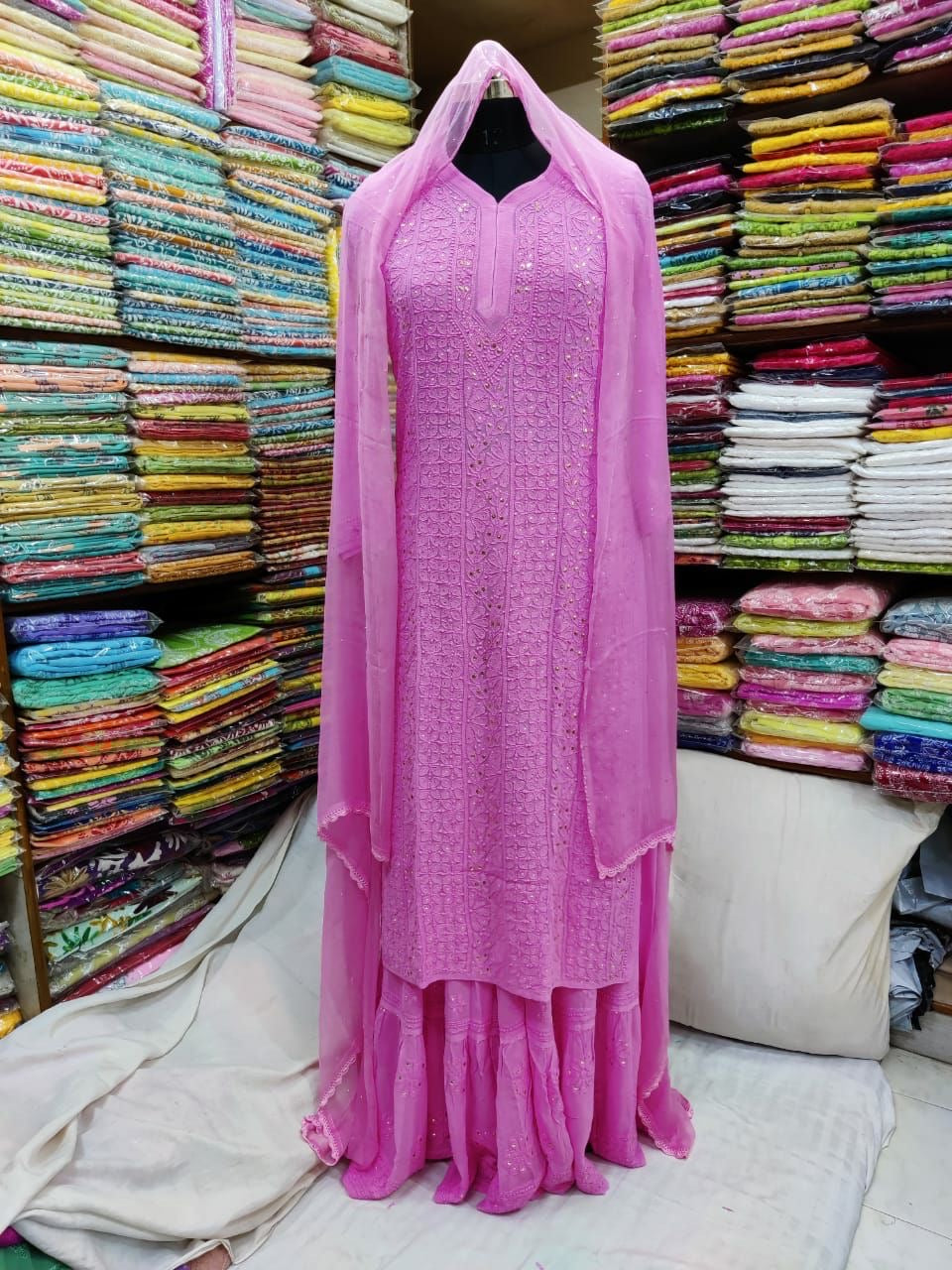 “SABINA” Mukaish Work Chikankari Kurta- with matching inner slip