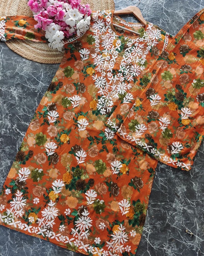 “PANAAH” Mul Chikankari Kurta and Plazo Set