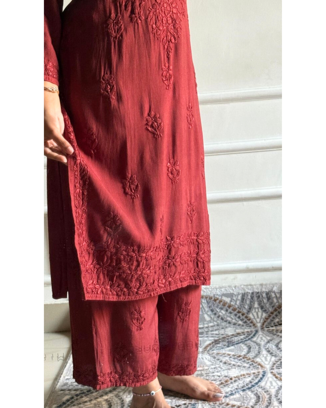 “ALIZEH” Modal Chikankari Kurta & Plazo Set