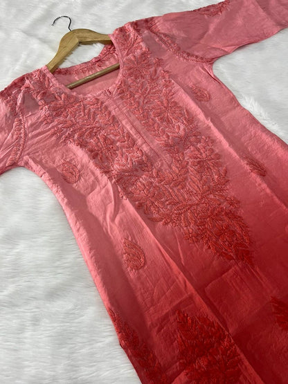 “RONAK” Chanderi Ombré Chikankari Kurta