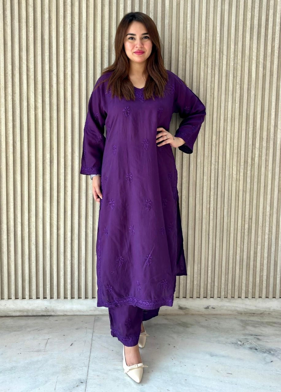 “HEENA” Modal Chikankari Kurta Set