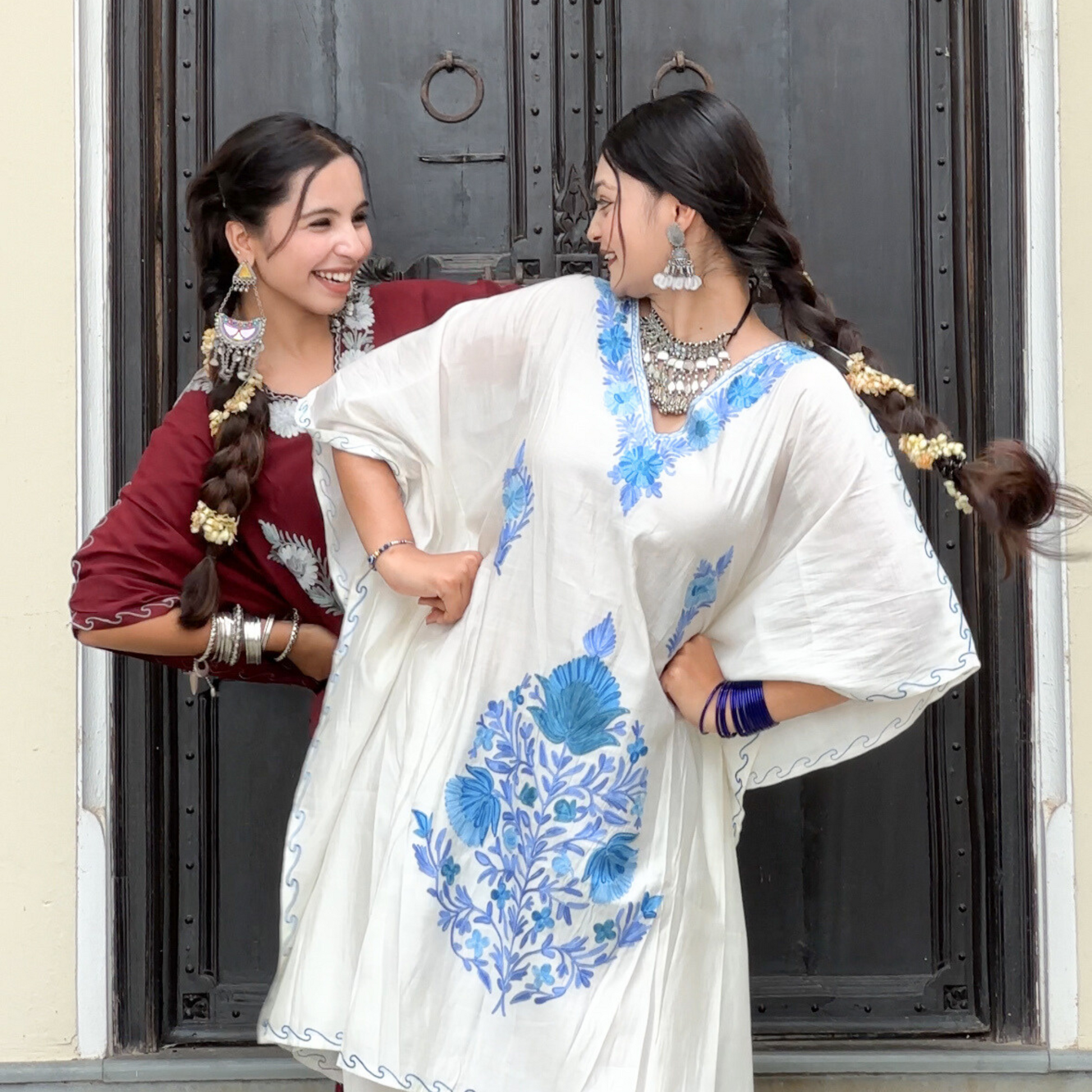 "NOORIE" Silk Kashmiri Kaftan Set