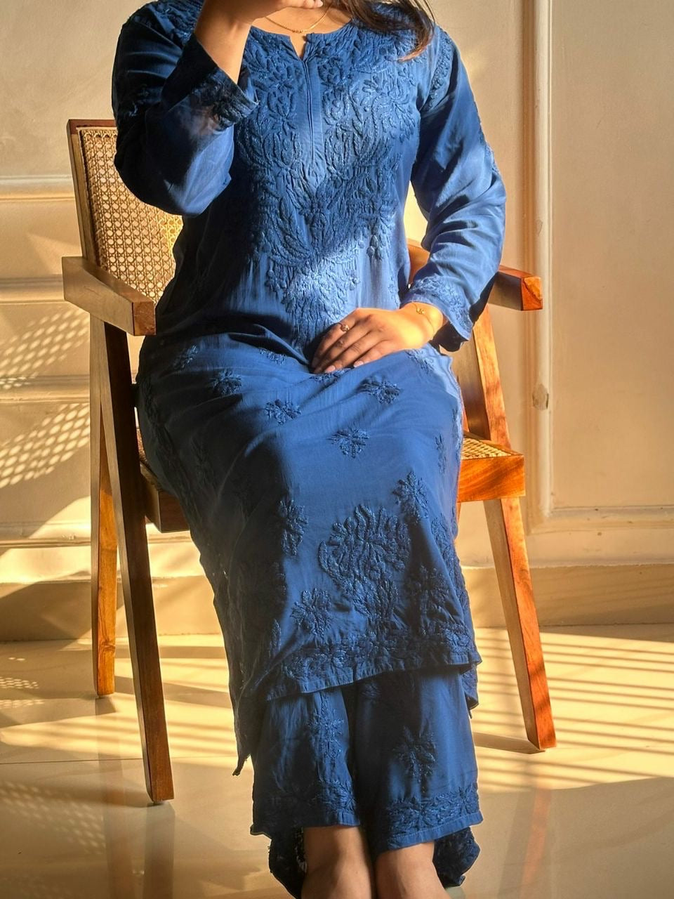 “ALIZEH” Modal Chikankari Kurta & Plazo Set