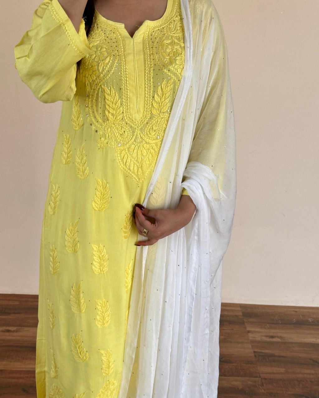 “RUBI” Chikankari Kurta With Mukaish Work