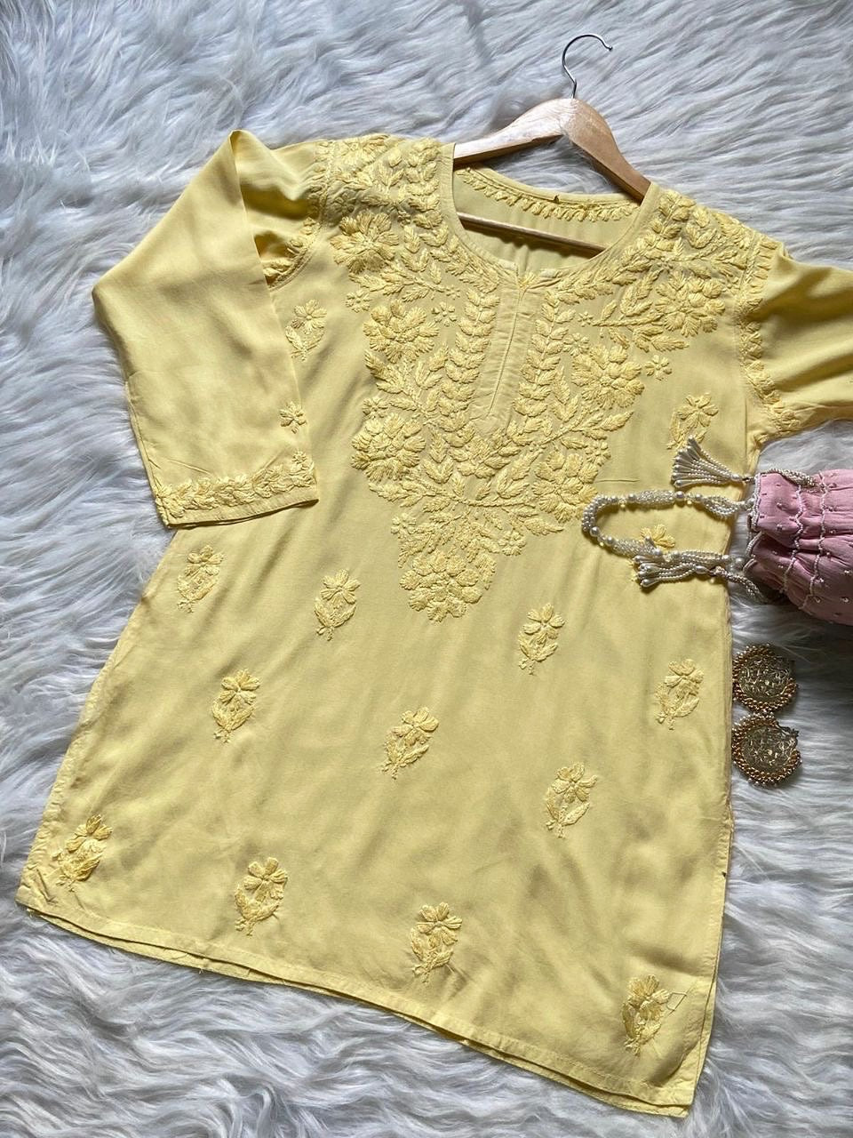 “MONA” Rayon Chikankari Short Kurti