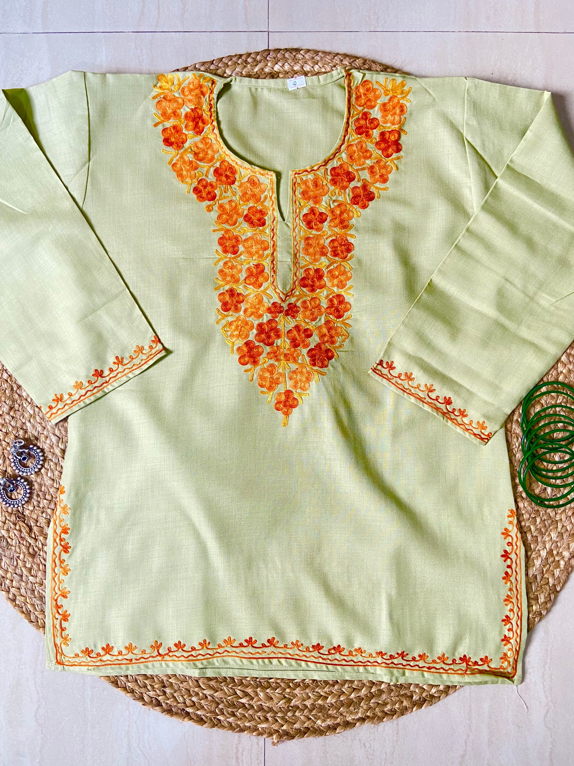 “SANIA” Cotton Short Kashmiri Kurta
