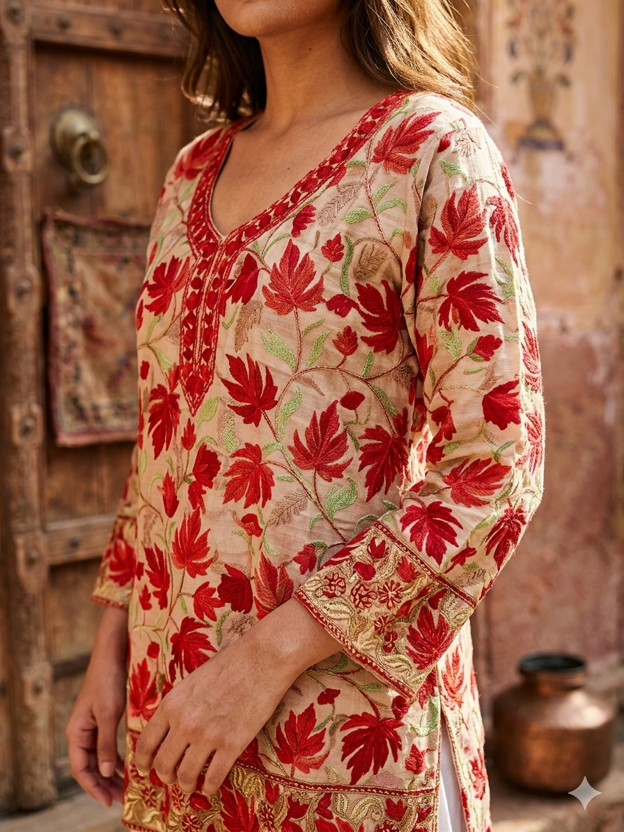 "TAANI" Georgette Kashmiri Short Kurta