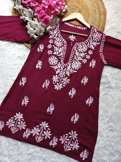 "BIBA" Modal Short Chikankari Kurta