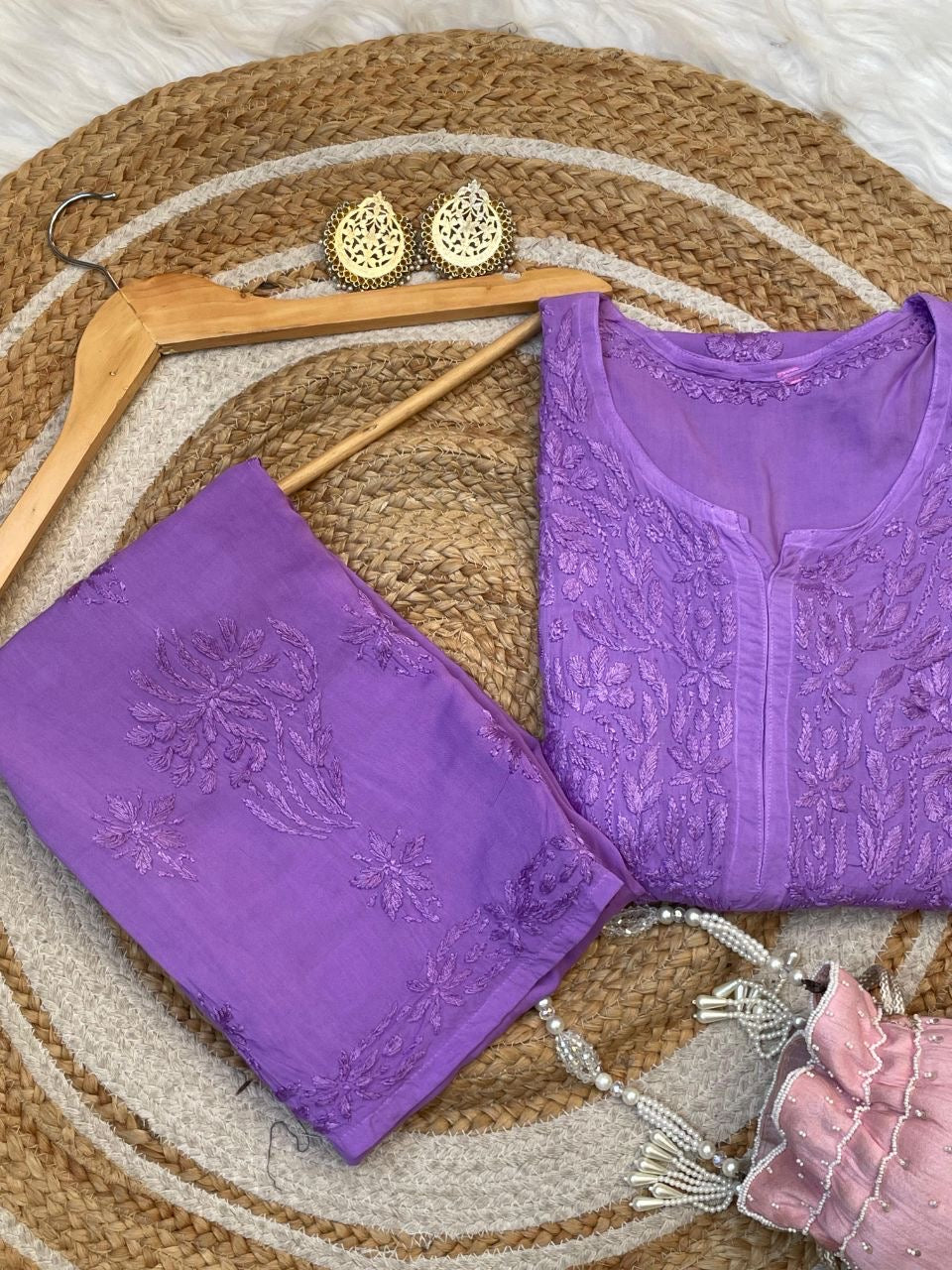 “ALIZEH” Modal Chikankari Kurta & Plazo Set