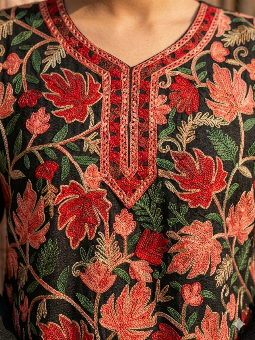 "TAANI" Georgette Kashmiri Short Kurta