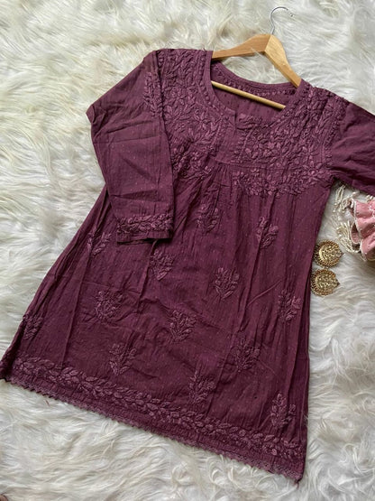 “SABA” Dobby Cotton Chikankari Tunic