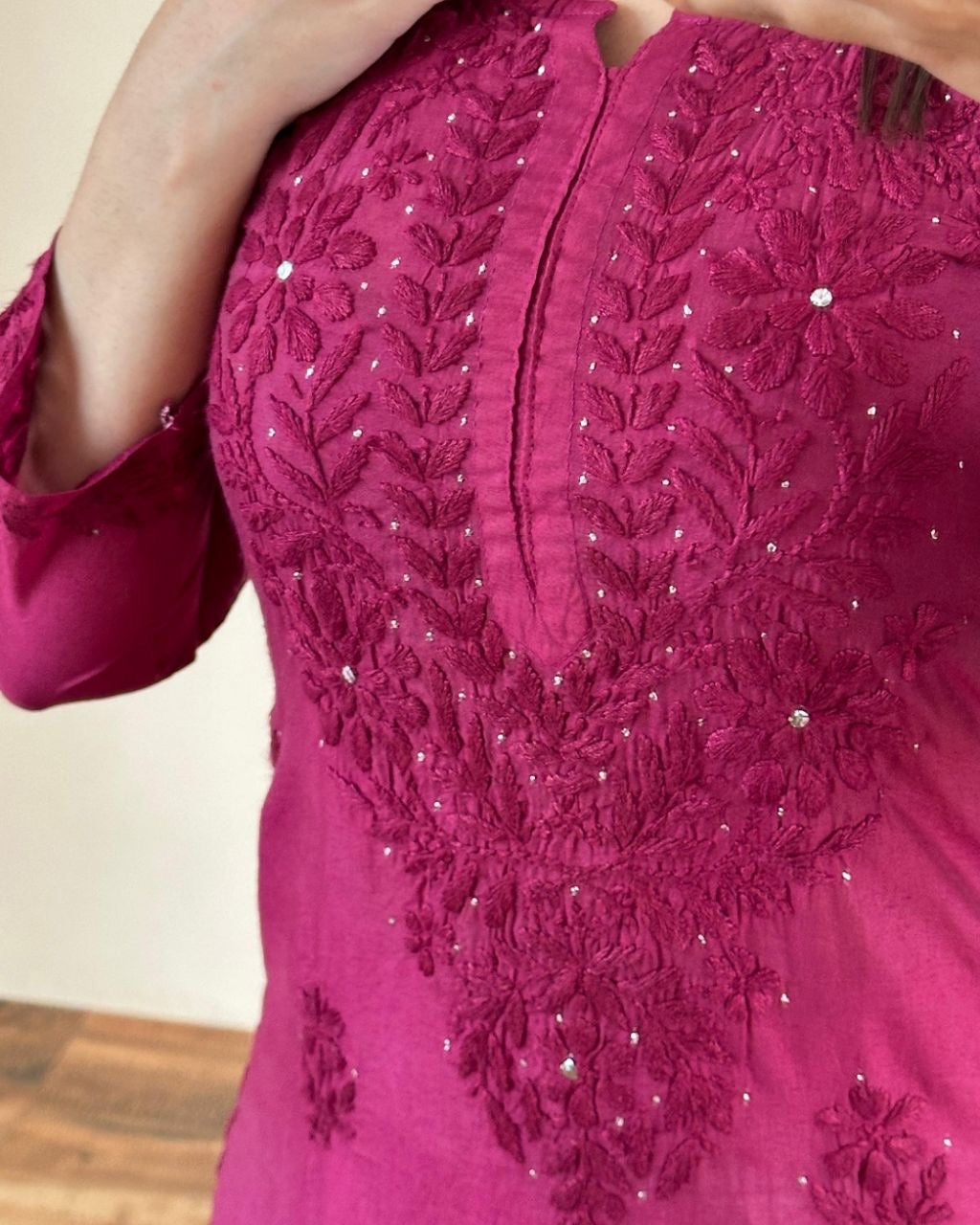 “KASHAN” Chanderi Silk Chikankari Kurta