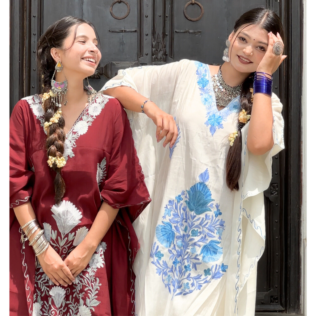 "QAZMI" Silk Kashmiri Kaftan Set