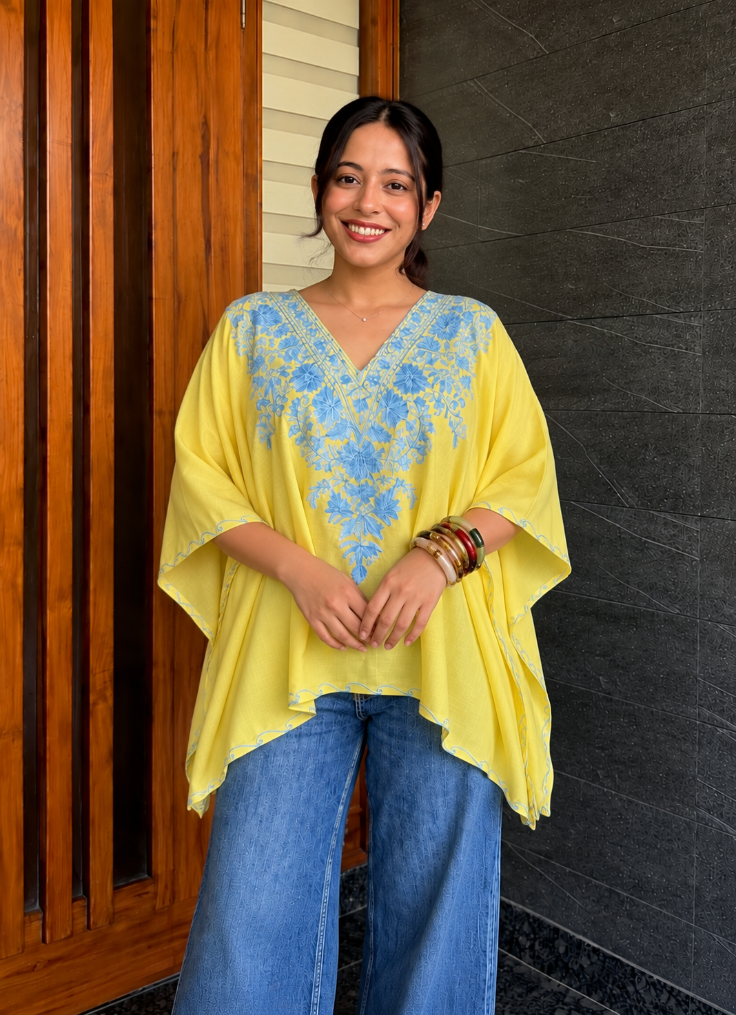"AYMIN" Short Kashmiri Kaftan