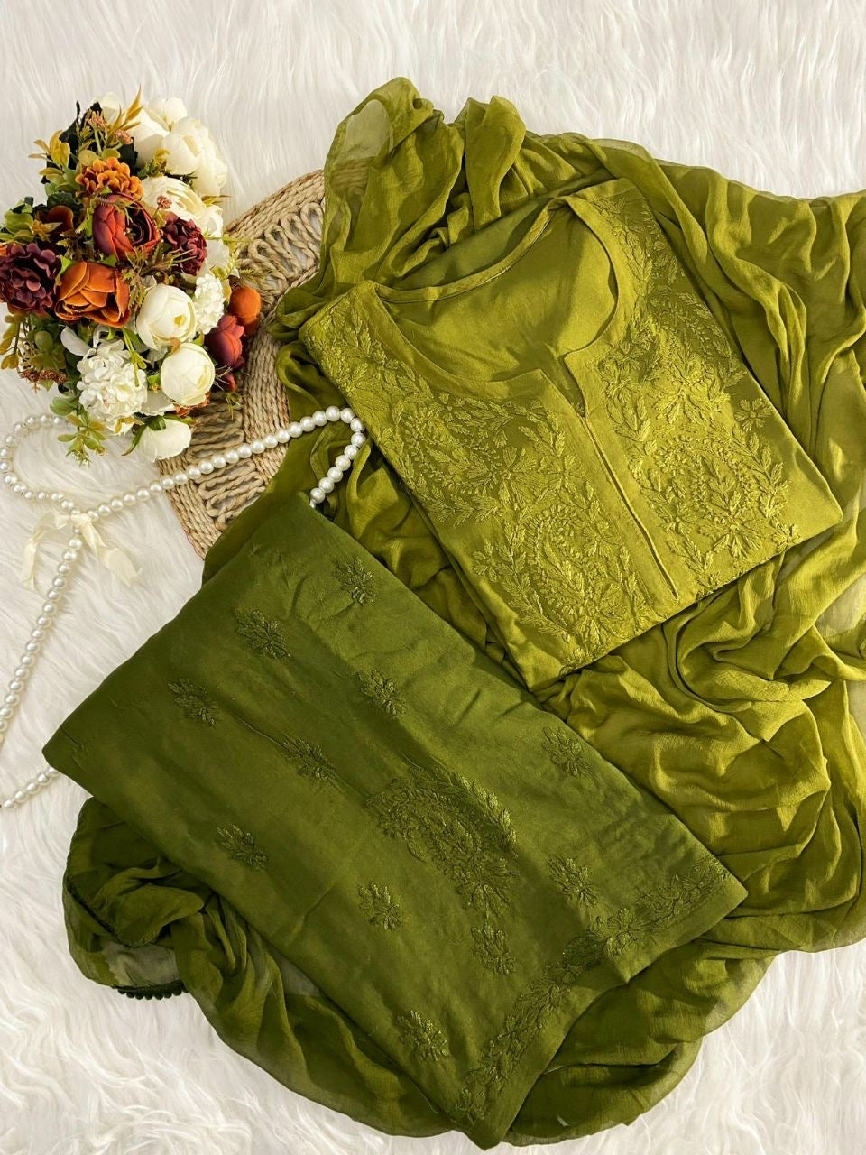 "JINA" Ombre Chikankari Suit Set