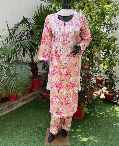 "ROSE" Mul Chikankari Kurta and Plazo