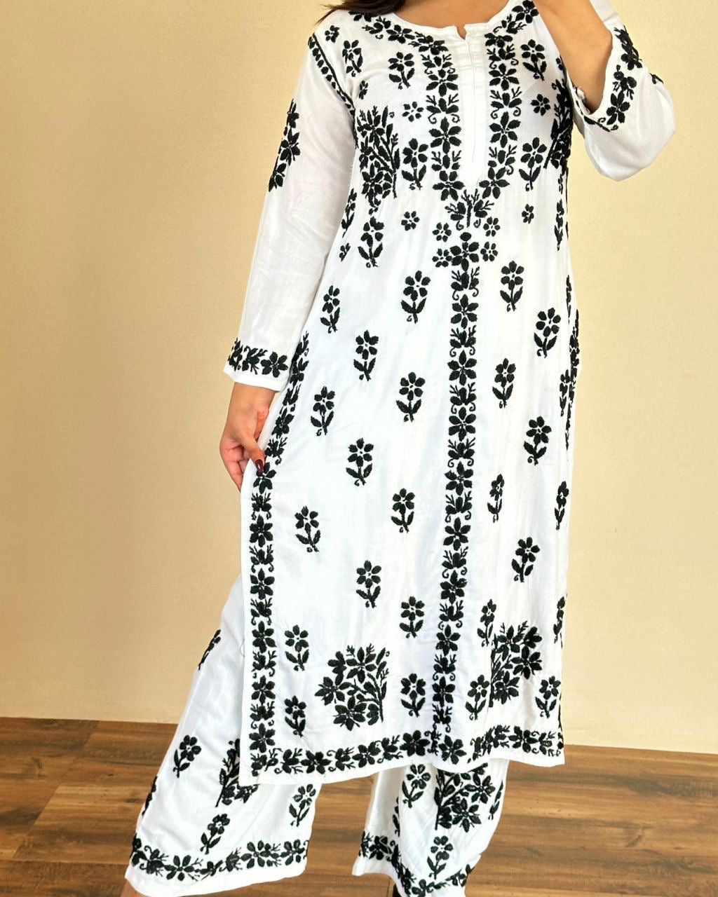 “TINA” Modal Chikankari Kurta & Plazo Set