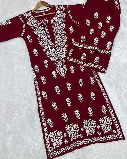 “SNEHA” Modal Chikankari Kurta & Plazo