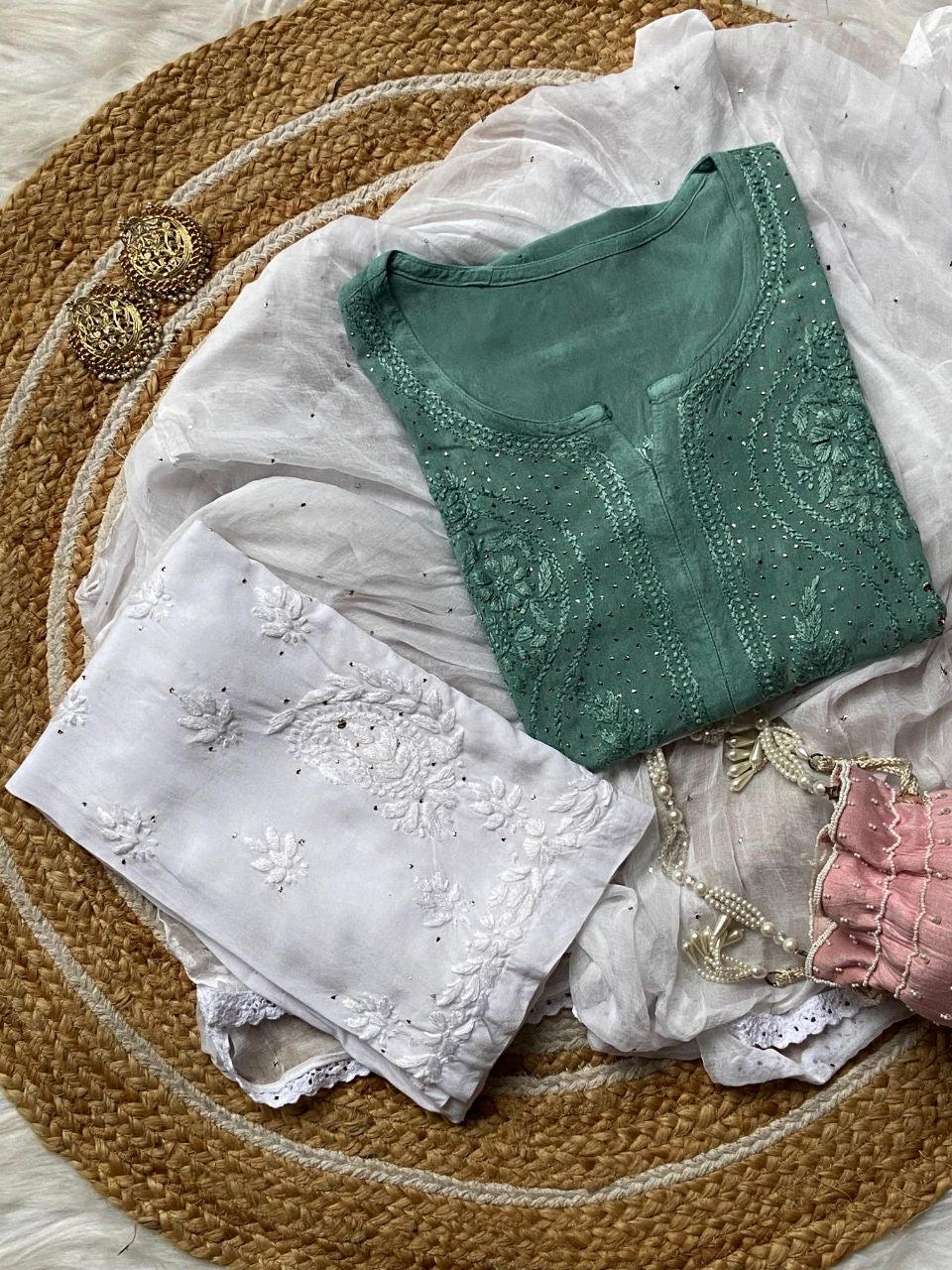 “RUBI” Chikankari Kurta With Mukaish Work