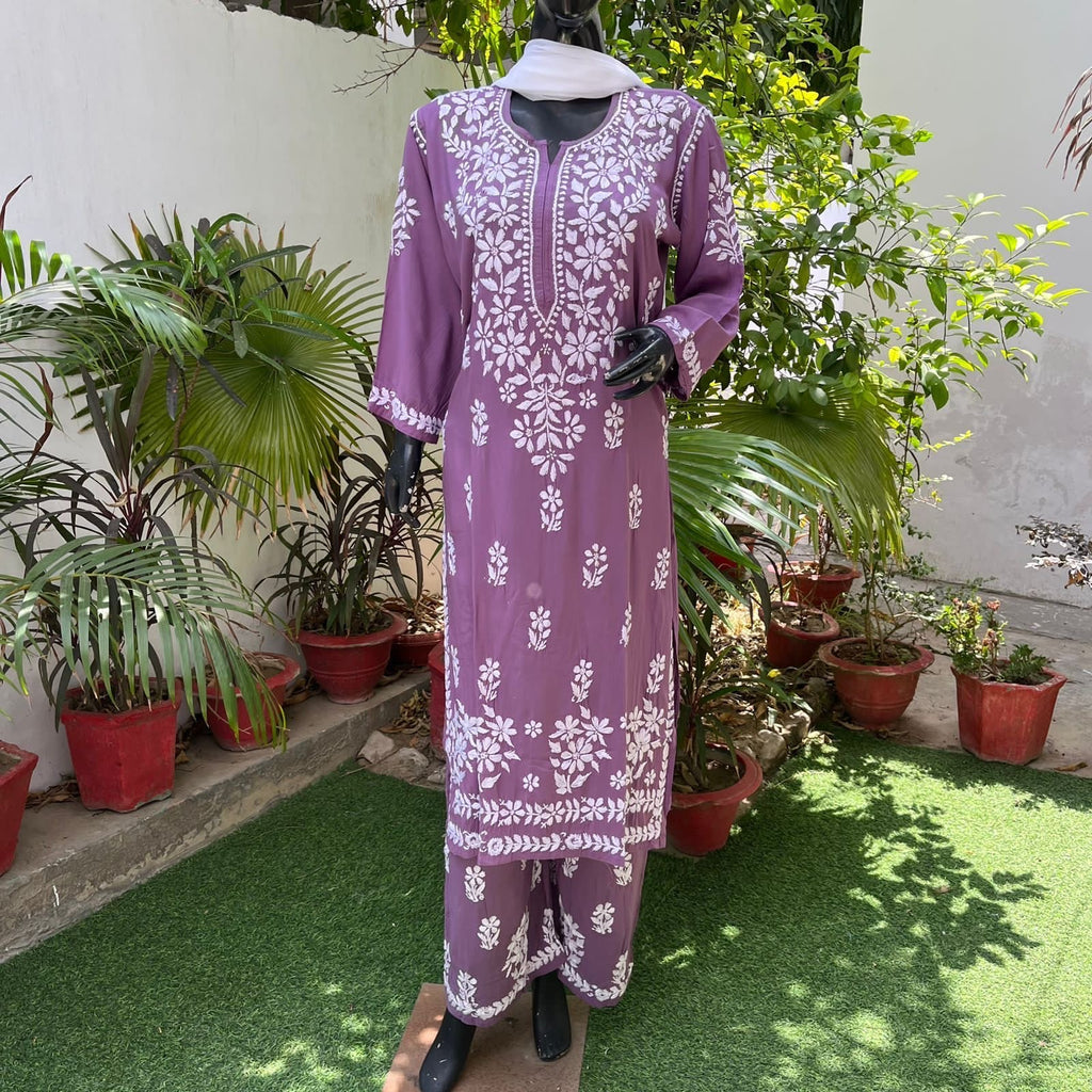 “SNEHA” Modal Chikankari Kurta & Plazo