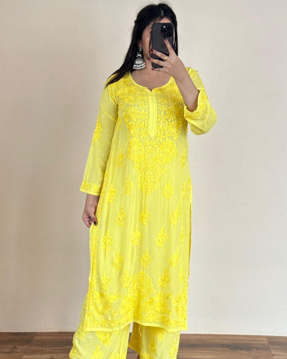 “AASHNA” Modal Cotton Chikankari Kurta & Plazo Set