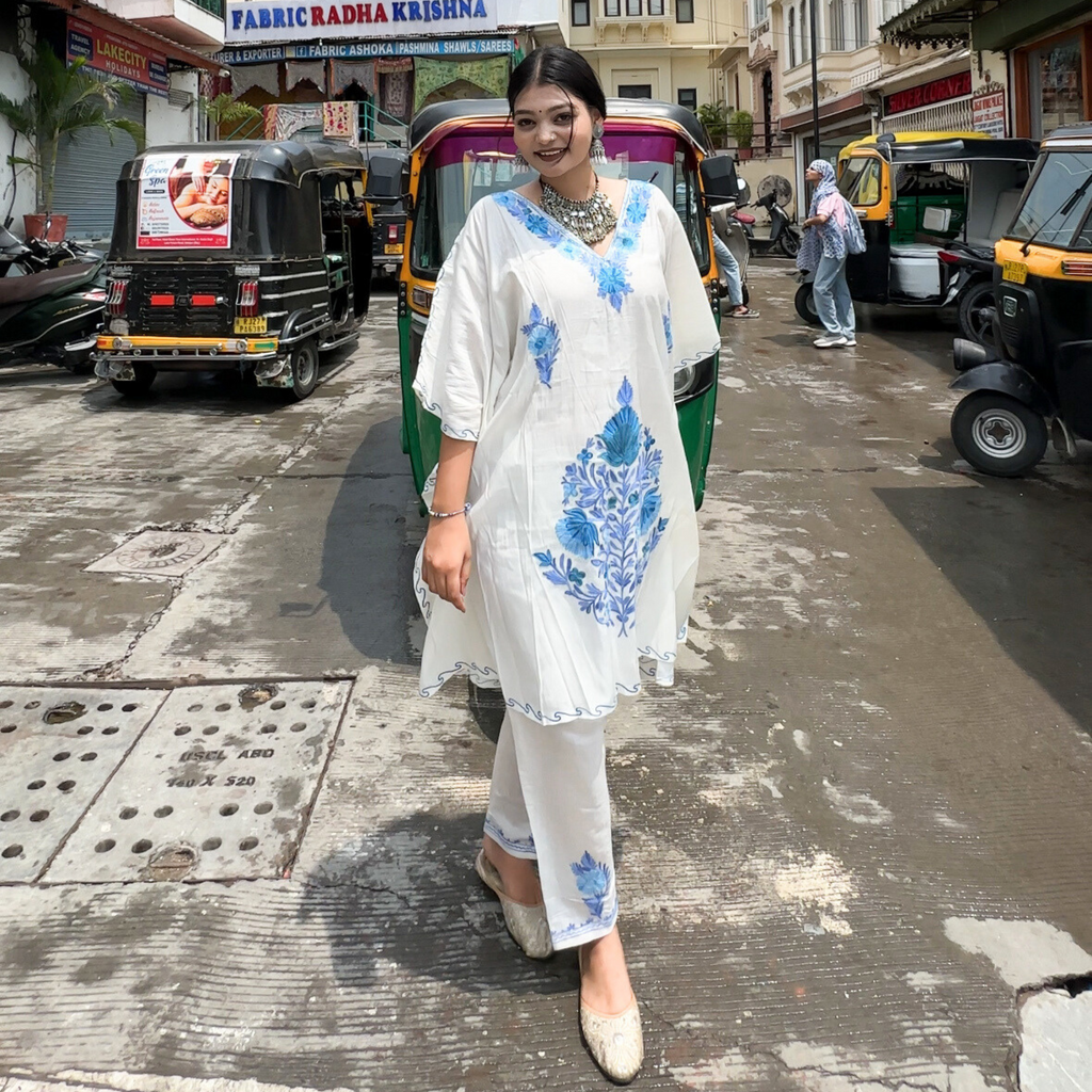 "NOORIE" Silk Kashmiri Kaftan Set