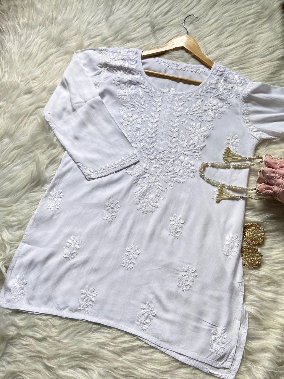 “MONA” Rayon Chikankari Short Kurti