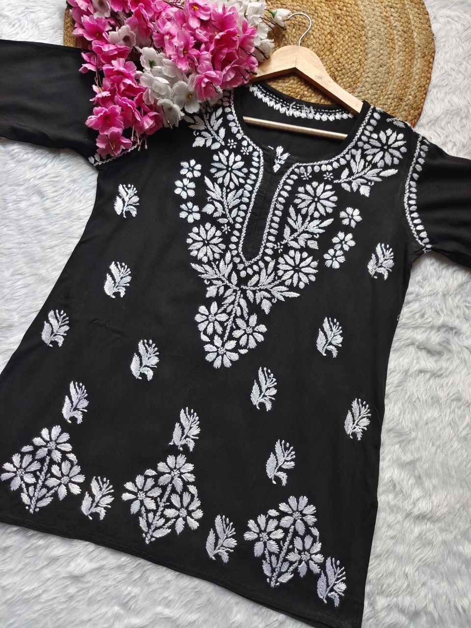 "BIBA" Modal Short Chikankari Kurta