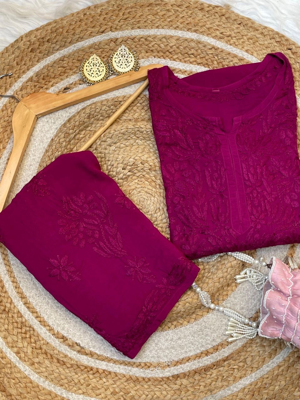 “ALIZEH” Modal Chikankari Kurta & Plazo Set