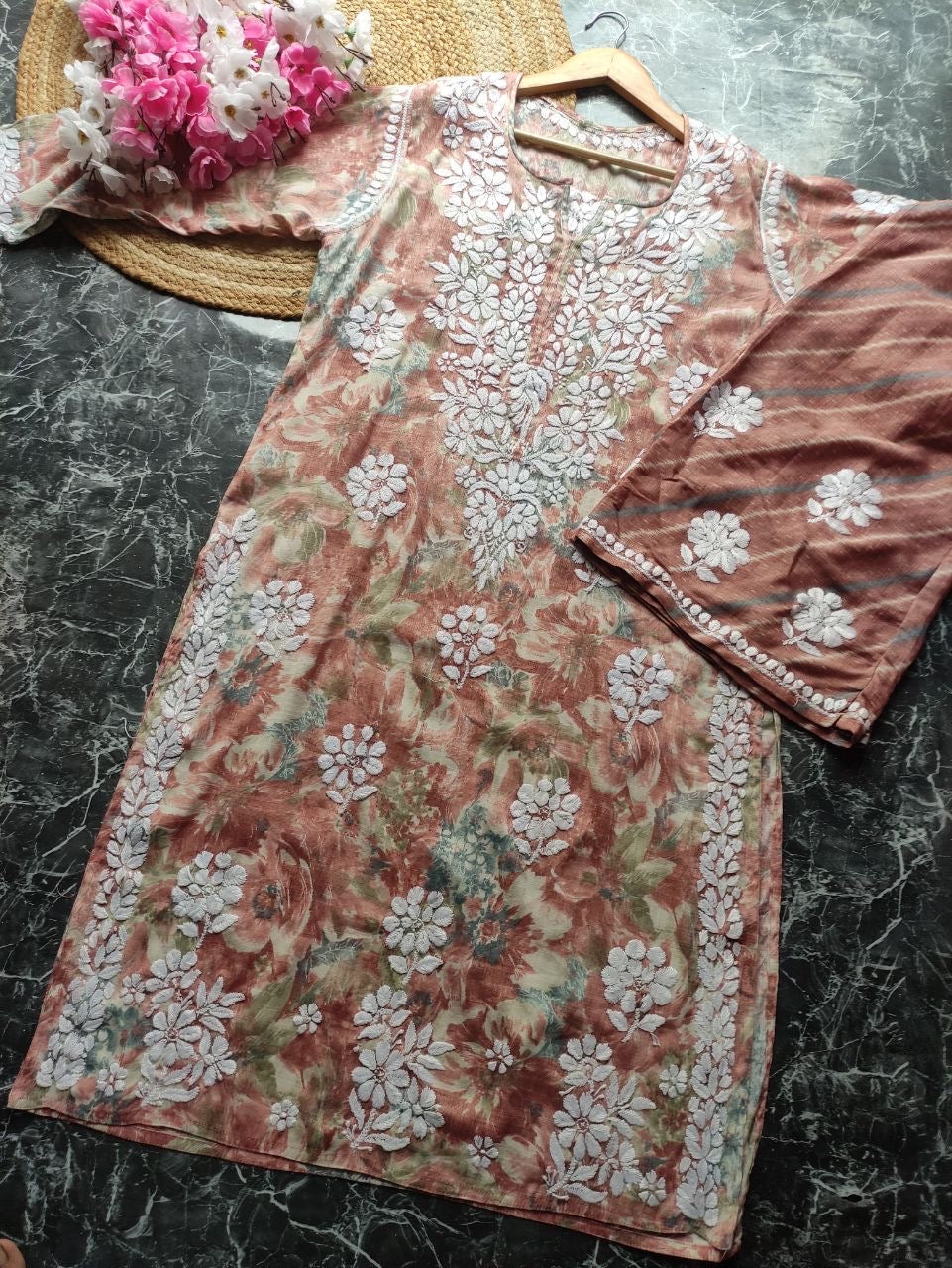 "AFREEN" Slub Modal Chikankari Kurta and Plazo Set