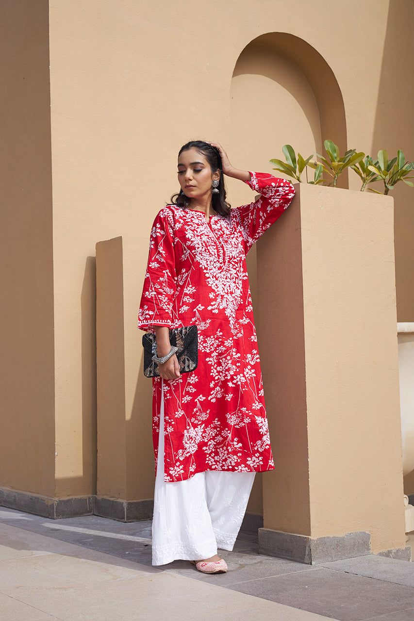 "ZAINA" Mul Cotton Chikankari Kurta