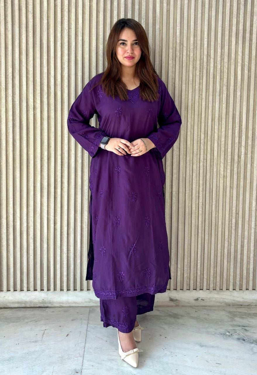 “HEENA” Modal Chikankari Kurta Set