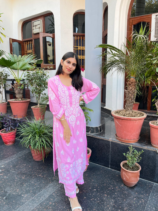 “SNEHA” Modal Chikankari Kurta & Plazo