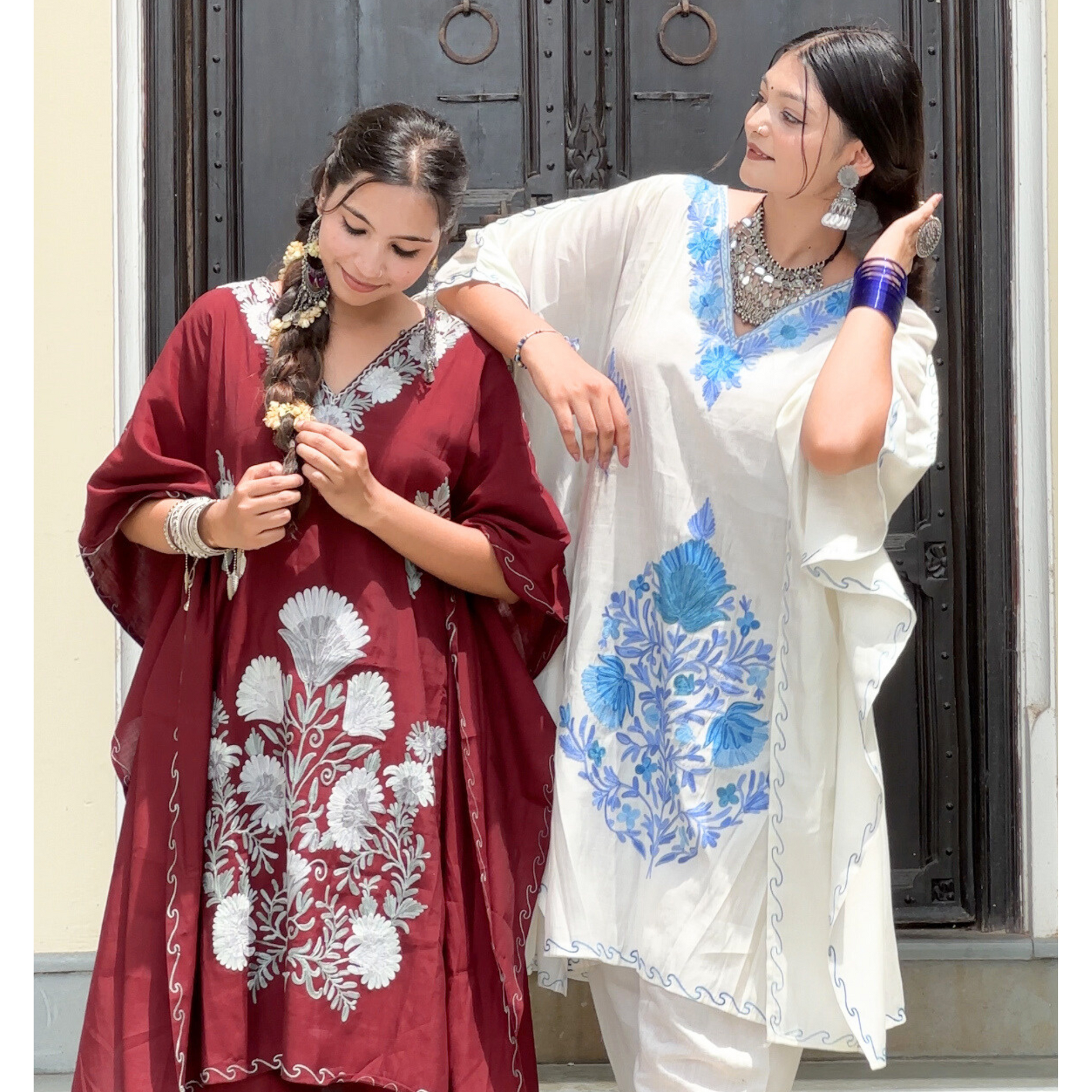 "QAZMI" Silk Kashmiri Kaftan Set