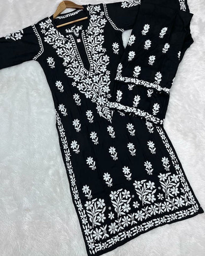 “SNEHA” Modal Chikankari Kurta & Plazo