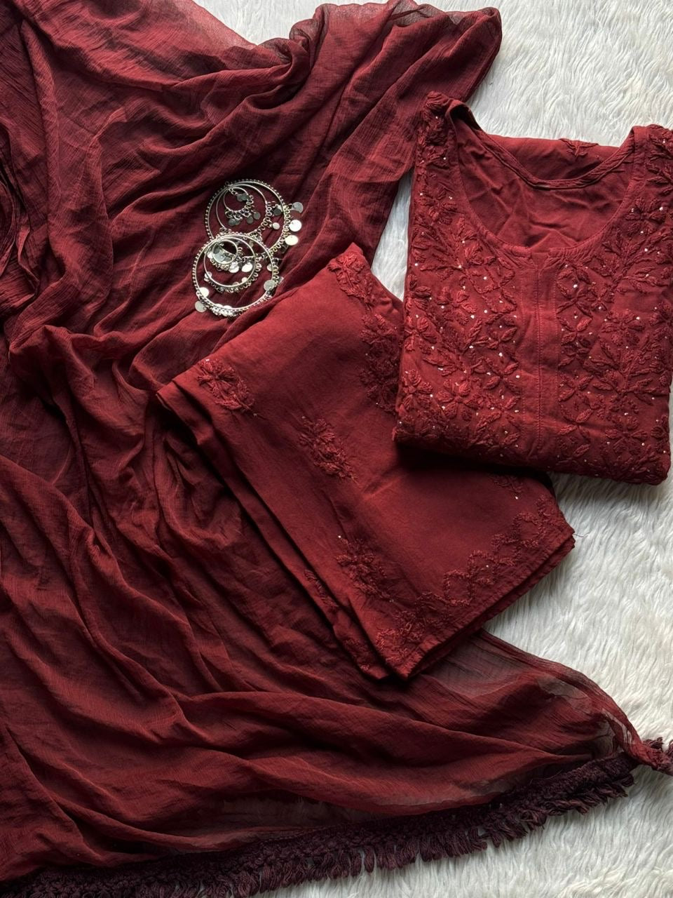 “GEHNA” Mukaish Work Chikankari Suit Set