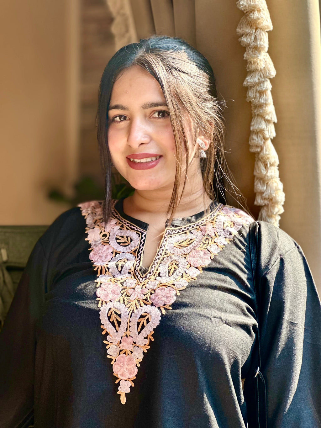 “FATIMA” Cotton Short Kashmiri Kurta