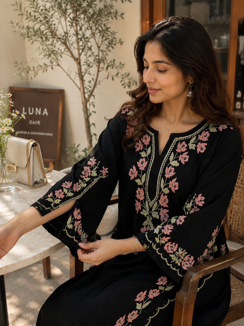 "FABAT" Modal Cotton Chikankari Kurta