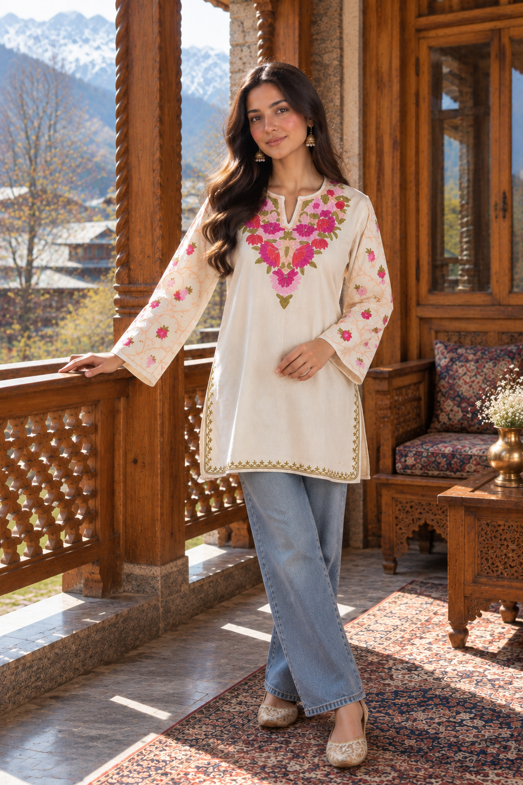 "ERIKA" Short Woolen Kashmiri Kurta