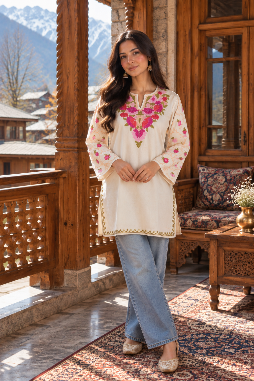 "ERIKA" Short Woolen Kashmiri Kurta