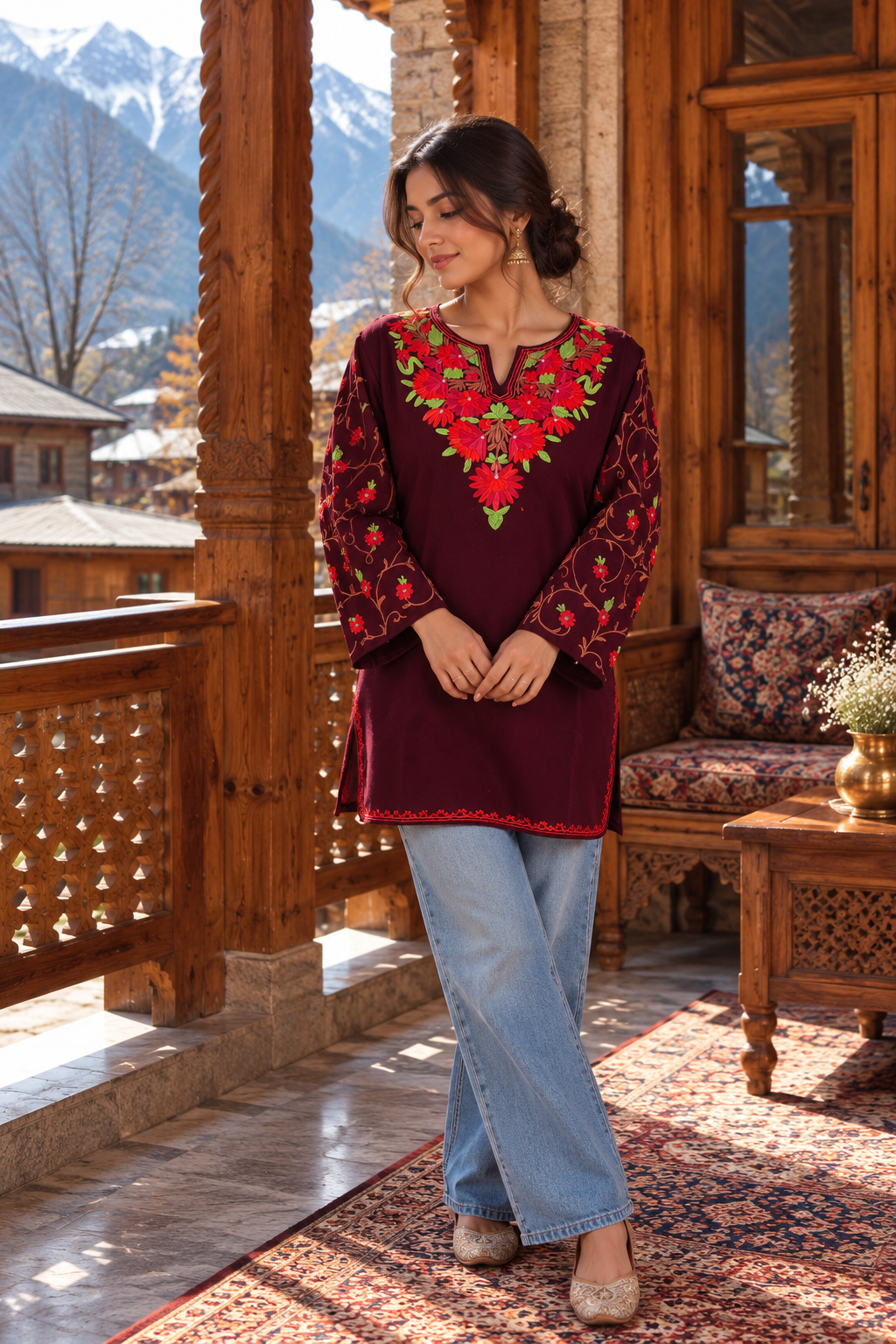 "ERIKA" Short Woolen Kashmiri Kurta